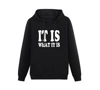 QURUMBAGH It Is What It Is Mens Hoodies Pullover Hoody Black Sweatershirt 3XL