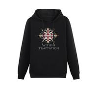 QURUMBAGH Within Temptation Logo Mens Hoodies Pullover Hoody Black Sweatershirt XXL