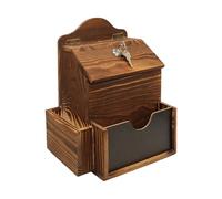 Qurygin Buzón de sugerencias con ranura y cerradura | Buzón de madera con cerradura con 2 ranuras para profesores, oficina, granja, restaurante, iglesia, boda, colección de mensajes
