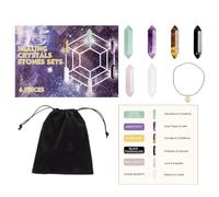 Qurygin hexagonal, piedras de varita hexagonales de | 6 piezas de decoración de de escritorio,Columna de Natural, piedra de Hexagonal, decoración del hogar, juego de piedras de con caja transparente