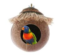 Qurygin Jaula para Pájaros De Coco 12x6CM con Cubierta Tejida - Nido Natural, Casa para Loros, Periquitos, Hámster, Ardilla, Agapornis Y Pinzones