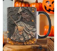 Qurygin Taza de Bruja de Halloween Cerámica para Café y Expreso - 350 ml, 9,5 x 8 cm