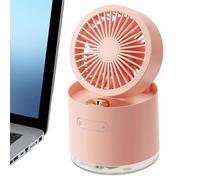 Qurygin Ventilador humidificador plegable de 11,3 x 12,7 cm, ventiladores de escritorio pequeños y silenciosos ajustables con luz nocturna, ventilador de escritorio recargable por USB de 3 velocidades