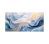 QUSAAOU Abstracto Onda fluida abstracta azul claro dorado PatróN Estilo Abstracto Pintura Cuadro Pared Lienzo Para Salon DéCor Dormitorio Oficina Pasillo Cocina BañO（Azul claro-30x60cm1 Sin marco