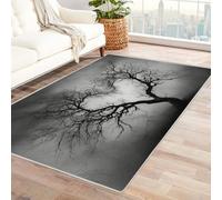 QUSAAOU Alfombra Antideslizante Lavable a Máquina Árbol del corazón Desnudo Alfombras Felpudo para Sala, Dormitorio y Oficina Suave y Abstracto Moderno(Negro 6-90x150cm