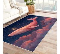QUSAAOU Alfombra de área de Ballena Rosa mística, estética etérea del océano, casa de Playa, Estilo de decoración caprichosa, Tema náutico, Alfombra cómoda-60x90cm