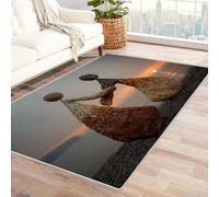 QUSAAOU Alfombra de área Lavable a máquina, impresión de Piedras de Baile de Playa Marina, Alfombra Antideslizante para decoración del hogar, sofá, Mesa de café, Dormitorio, comedor-180x240cm