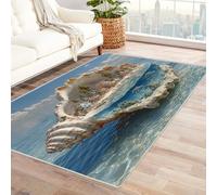 QUSAAOU Alfombra de Felpudo de Franela, una pequeña Isla Tropical con Palmeras, para Dormitorio, Cocina, Sala de Estar, baño, lavadero, Cine, Felpudo de Puerta interior-180x270cm