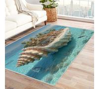 QUSAAOU Alfombra De Flanel Felpudo, Una Pequeña Isla Tropical con Palmeras, para Dormitorio Sala De Estar Decoración De Cocina De Interior Decoración De Vacaciones Día del Padre-180x270cm