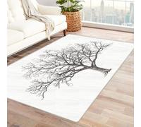QUSAAOU Alfombra De Patrón Abstracto, Decoración para el Hogar Árbol Desnudo de corazón Antideslizante para Habitacion para Adolescentes Comedor Dormitorio（Blanco 400-120x150cm