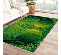 QUSAAOU Alfombra Moderna Lavable Decoración del Hogar Árbol Verde Celta Bohemia Restaurante, Sala de Estar, Cocina, Oficina, Alfombra Antideslizante(Verde 272-120x180cm