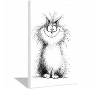 QUSAAOU Animal Lienzos Decorativos Animal suave sonriente boceto Cuadro Sobre Lienzo Moderno Dormitorio Cocina Cuadros Pared ImáGenes Wall Art Prints Decor Canvas Grande（Black-20x30cm1 Enmarcado