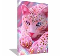 QUSAAOU Animal Lienzos Decorativos Leopardo rosa con purpurina dorada Cuadro Sobre Lienzo Moderno Dormitorio Cocina Cuadros Pared ImáGenes Wall Art Prints Decor Canvas Grande（Rosa-20x30cm1 Enmarcado