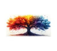 QUSAAOU Arte En Lienzo Naturaleza Árbol de la Vida arcoíris acuarela minimalista Lienzo Moderna Ambiente Relajante Para Sala Estar Dormitorio Oficina Hogar ContemporáNeo（Azul-20x40cm1 Sin marco