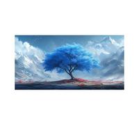 QUSAAOU Arte En Lienzo Naturaleza Árbol de la Vida azul vivo montaña nieve arbusto rojo Lienzo Moderna Ambiente Relajante Para Sala Estar Dormitorio Oficina Hogar ContemporáNeo -40x80cmSin marco