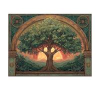 QUSAAOU Arte En Lienzo Naturaleza Árbol estilo Arte Nuevo marco ocaso Lienzo Moderna Ambiente Relajante Para Sala Estar Dormitorio Oficina Hogar ContemporáNeo（Verde-40x60cm1 Sin marco