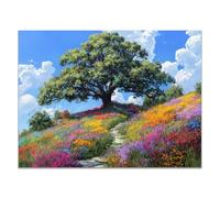 QUSAAOU Arte En Lienzo Naturaleza Árbol verde frondoso sendero floral ramas Lienzo Moderna Ambiente Relajante Para Sala Estar Dormitorio Oficina Hogar ContemporáNeo（Verde-40x60cm1 Sin marco