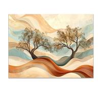 QUSAAOU Arte En Lienzo Naturaleza Árboles abstractos tonos cálidos olas fluidas Lienzo Moderna Ambiente Relajante Para Sala Estar Dormitorio Oficina Hogar ContemporáNeo（Marr贸n-40x60cm1 Sin marco