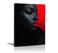 QUSAAOU Cuadro Lienzo Figura moderna labios marcados retrato femenino actual Material Tejido Cuadros Decoracion Modernos Lienzos - ReproduccióN Retrato Mujer Flores Colorido -40x60cm1 Enmarcado