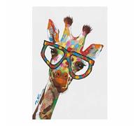 QUSAAOU Cuadros Decoracion Salon Modernos Jirafa colorida con gafas Cuadros Para Salon Foto Con Lienzo Canvas Laminas Cuadro Dormitorio Decoracion Hogar Pared Quadro（Blanco-70x100cm1 Sin marco