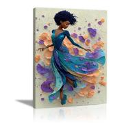 QUSAAOU Decoracion Bailarina vestido azul hojas ginkgo atmósfera otoñal Para Dormitorios Cuadro Decorativos Lienzos Decorativo Canvas Wall Art Decoracion Modernos Mujer- Retrato -20x30cm1 Enmarcado