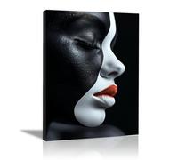 QUSAAOU Decoracion Maquillaje bicolor labios encendidos efecto contrastante Para Dormitorios Cuadro Decorativos Lienzos Decorativo Canvas Wall Art Decoracion Modernos Mujer- Retrato-40x60cm1 Enmarcado