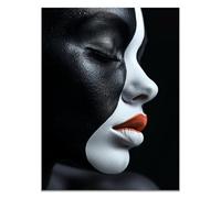 QUSAAOU Decoracion Maquillaje bicolor labios encendidos efecto contrastante Para Dormitorios Cuadro Decorativos Lienzos Decorativo Canvas Wall Art Decoracion Modernos Mujer- Retrato-30x45cm1 Sin marco