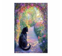QUSAAOU Decoracion Modernos Animales lindos observando sendero jardín floral Lienzo Impreso Con Animales De PerióDico,DecoracióN De BañO De CabañA,Pintura De Pared De BañEra（Negro-40x60cm Sin marco