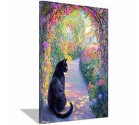 QUSAAOU Decoracion Modernos Animales lindos observando sendero jardín floral Lienzo Impreso Con Animales De PerióDico,DecoracióN De BañO De CabañA,Pintura De Pared De BañEra -70x100cm Sin marco