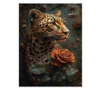 QUSAAOU Decoracion Modernos Ilustración steampunk con engranajes tonos cobrizos Lienzo Impreso Con Animales De PerióDico, DecoracióN De BañO De CabañA, Pintura De Pared De BañEra -30x45cm1 Sin marco