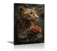 QUSAAOU Decoracion Modernos Ilustración steampunk con engranajes tonos cobrizos Lienzo Impreso Con Animales De PerióDico, DecoracióN De BañO De CabañA, Pintura De Pared De BañEra -30x45cm1 Enmarcado