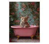 QUSAAOU Decoracion Salon Modernos Leopardo bañera revestimiento mural pies dorados Cuadros Para Salon Foto Con Lienzo Canvas Laminas Cuadro Dormitorio Decoracion Hogar Pared Quadro -40x60cm1 Sin marco