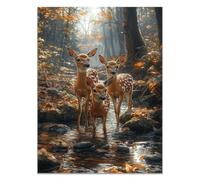 QUSAAOU Decoracion Salon Modernos Trío ciervos manchados bajo rayos solares otoñales Cuadros Para Salon Foto Con Lienzo Canvas Laminas Cuadro Dormitorio Decoracion Hogar Pared Quadro -60x90cmSin marco