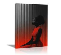 QUSAAOU Decoracion Silueta esbelta vestido rojo calidez tonal armoniosa Para Dormitorios Cuadro Decorativos Lienzos Decorativo Canvas Wall Art Decoracion Modernos Mujer- Retrato -60x90cm1 Enmarcado