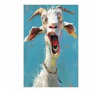 QUSAAOU Decorativo Para Pared Cabra loca divertida Adecuado Para Paredes De Salas De Estar, Dormitorios, BañOs Y Pasillos; DecoracióN Del Hogar（Azul pato-30x45cm1 Sin marco