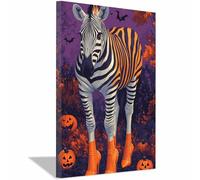 QUSAAOU Decorativo Para Pared Cebra Halloween con calabazas Adecuado Para Paredes De Salas De Estar, Dormitorios, BañOs Y Pasillos; DecoracióN Del Hogar（Orange-70x100cm1 Enmarcado