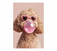 QUSAAOU Decorativo Para Pared Goldendoodle chicle gafas corazón lindo Adecuado Para Paredes De Salas De Estar, Dormitorios, BañOs Y Pasillos; DecoracióN Del Hogar（Rosa-20x30cm1 Sin marco