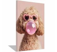 QUSAAOU Decorativo Para Pared Goldendoodle chicle gafas corazón lindo Adecuado Para Paredes De Salas De Estar, Dormitorios, BañOs Y Pasillos; DecoracióN Del Hogar（Rosa-60x90cm1 Enmarcado