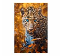 QUSAAOU Decorativo Para Pared Jaguar acechando bosque hojas otoñales Adecuado Para Paredes De Salas De Estar,Dormitorios,BañOs Y Pasillos; DecoracióN Del Hogar（Amarillo mostaza-30x45cm Sin marco