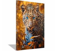 QUSAAOU Decorativo Para Pared Jaguar acechando bosque hojas otoñales Adecuado Para Paredes De Salas De Estar,Dormitorios,BañOs Y Pasillos; DecoracióN Del Hogar（Amarillo mostaza-20x30cm Enmarcado