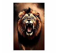 QUSAAOU Decorativo Para Pared León rugiente retrato fauna majestuoso Adecuado Para Paredes De Salas De Estar, Dormitorios, BañOs Y Pasillos; DecoracióN Del Hogar（Marrón chocolate-60x90cm1 Sin marco