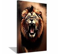 QUSAAOU Decorativo Para Pared León rugiente retrato fauna majestuoso Adecuado Para Paredes De Salas De Estar, Dormitorios, BañOs Y Pasillos; DecoracióN Del Hogar（Marrón chocolate-40x60cm1 Enmarcado