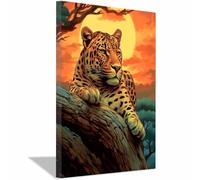 QUSAAOU Decorativo Para Pared Leopardo bajo rama robusta Adecuado Para Paredes De Salas De Estar,Dormitorios,BañOs Y Pasillos; DecoracióN Del Hogar（Naranja quemado-20x30cm Sin marco