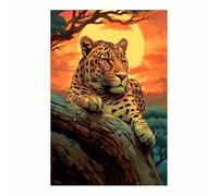 QUSAAOU Decorativo Para Pared Leopardo bajo rama robusta Adecuado Para Paredes De Salas De Estar,Dormitorios,BañOs Y Pasillos; DecoracióN Del Hogar（Naranja quemado-40x60cm Sin marco