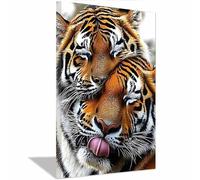 QUSAAOU Decorativo Para Pared Pareja de tigres amorosa acurrucada fauna Adecuado Para Paredes De Salas De Estar, Dormitorios, BañOs Y Pasillos; DecoracióN Del Hogar（Naranja-20x30cm1 Enmarcado