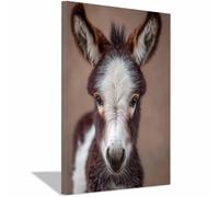 QUSAAOU Decorativo Para Pared Retrato lindo de burro mini Adecuado Para Paredes De Salas De Estar, Dormitorios, BañOs Y Pasillos; DecoracióN Del Hogar（Marrón-70x100cm1 Enmarcado
