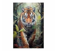 QUSAAOU Decorativo Para Pared Tigre caminando en la jungla Adecuado Para Paredes De Salas De Estar, Dormitorios, BañOs Y Pasillos; DecoracióN Del Hogar（Verde-60x90cm1 Sin marco