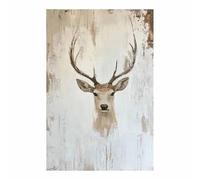 QUSAAOU Decorativos Modernos Cabeza de cervo minimalista granja rústica Las Decoraciones De Pared En Lienzo Son Adecuadas Para Salas De Estar, Comedores Y Oficinas（Beige-80x120cm1 Sin marco