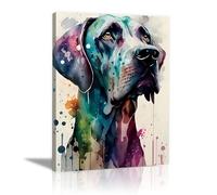 QUSAAOU Decorativos Modernos Ilustración acuarela de raza canina de gran tamaño Las Decoraciones De Pared En Lienzo Son Adecuadas Para Salas De Estar, Comedores Y Oficinas（Azul-20x30cm1 Enmarcado