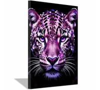 QUSAAOU Decorativos Modernos Retrato leopardo morada brillante Las Decoraciones De Pared En Lienzo Son Adecuadas Para Salas De Estar, Comedores Y Oficinas（Purple-30x45cm1 Enmarcado
